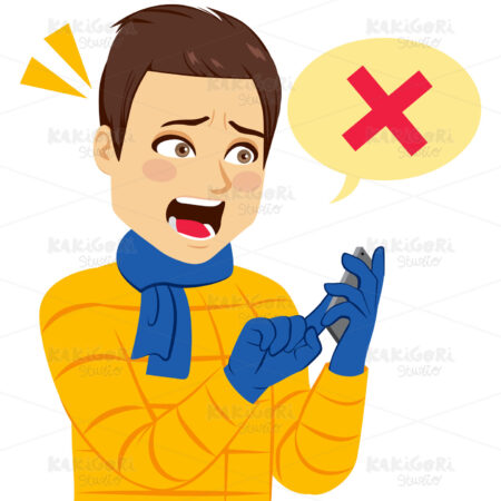 Desperate Man Phone Touch Clipart Vector Illustration 02981