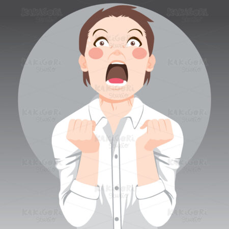 Desperate Person Screaming Clipart Vector Illustration 03524