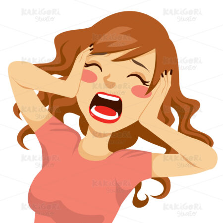 Desperate Screaming Woman Clipart Vector Illustration 01177