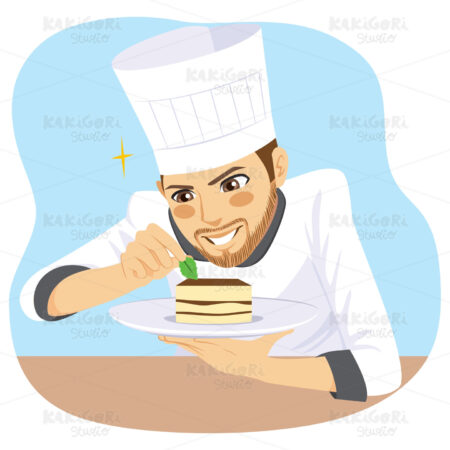 Dessert Chef Man Clipart Vector Illustration 04083