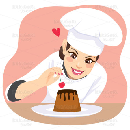 Dessert Chef Woman Clipart Vector Illustration 04082