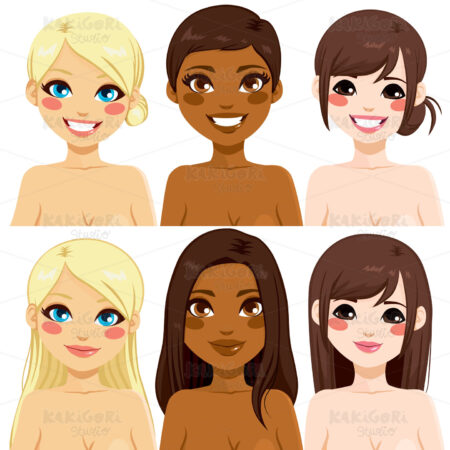 Different Ethnic Women Clipart Vector Illustration 01943