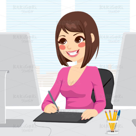 Digital Artist Woman Clipart Vector Illustration 01461