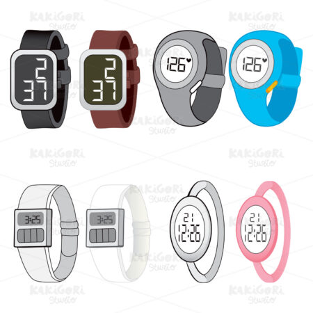 Digital Watch Collection Clipart Vector Illustration 01357