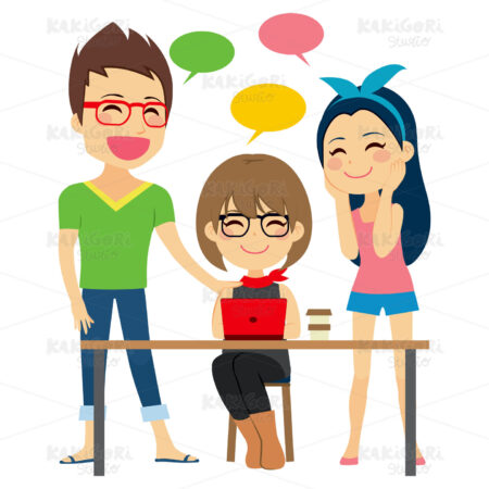 Discussing Work Coworking Clipart Vector Illustration 02192