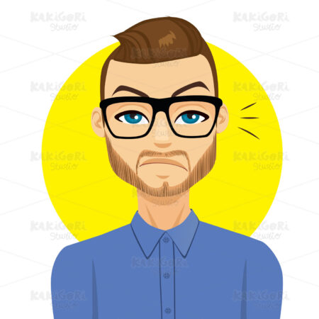 Displeased Expression Guy Clipart Vector Illustration 04759