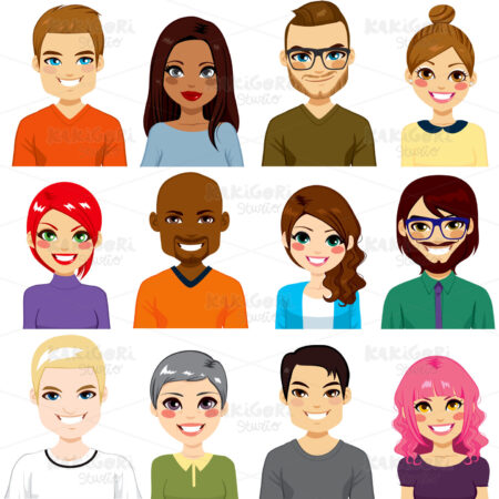 Diverse Avatar Collection Clipart Vector Illustration 02080