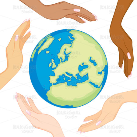 Diverse Ecology Globe Hands Clipart Vector Illustration 02794