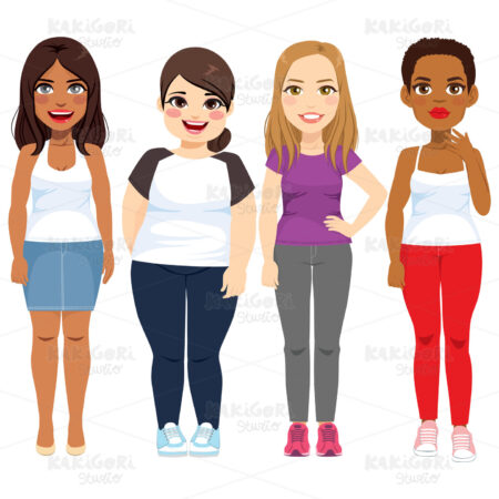 Diverse Standing Woman Clipart Vector Illustration 04233