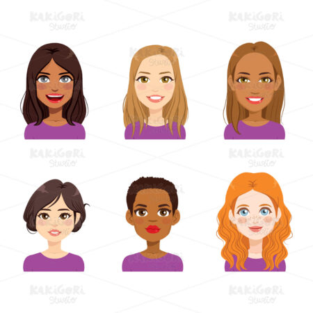 Diverse Woman Face Avatar Clipart Vector Illustration 04232
