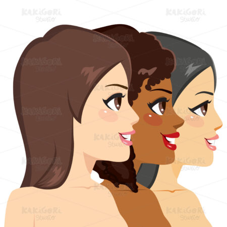 Diverse Woman Side View Clipart Vector Illustration 03865