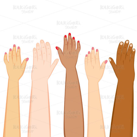 Diversity Hands Skin Tones Clipart Vector Illustration 02707
