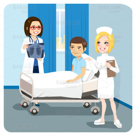 Doctor Explaining X-ray Diagnose Patient Clipart Vector Illustration 04626