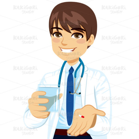 Doctor Giving Pill Clipart Vector Illustration 02280