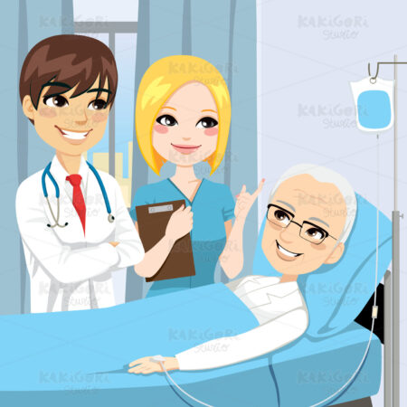 Doctor Visit Senior Patient Clipart Vector Illustration 01226