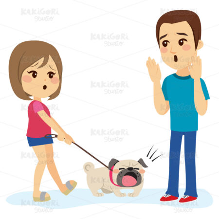 Dog Barking Man Clipart Vector Illustration 03637