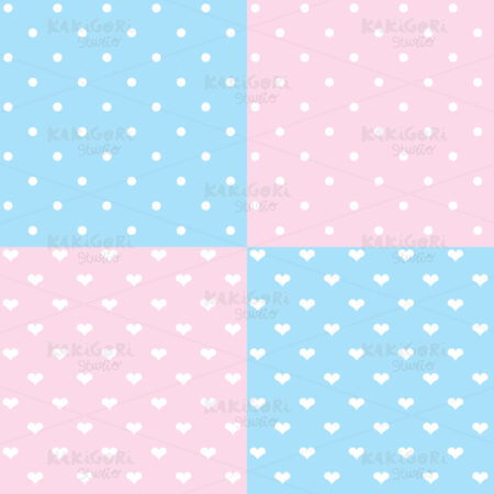 Dots and Hearts Seamless Patterns Clipart Vector Illustration 01346