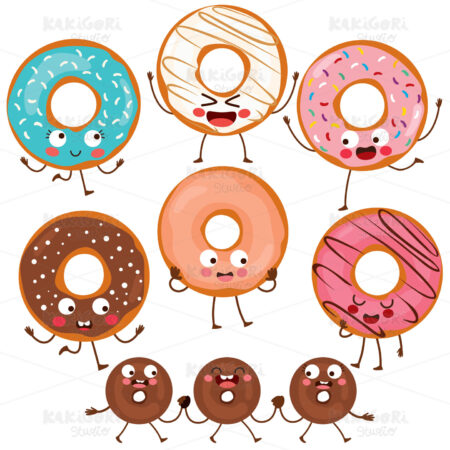 Doughnut Funny Characters Collection Set Clipart Vector Illustration 05152