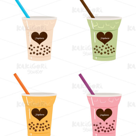 Drink Tapioca Bubble Tea Cups Clipart Vector Illustration 05098