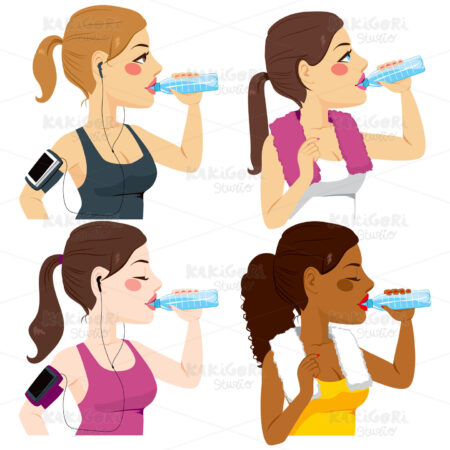 Drinking Sport Women Clipart Vector Illustration 02695
