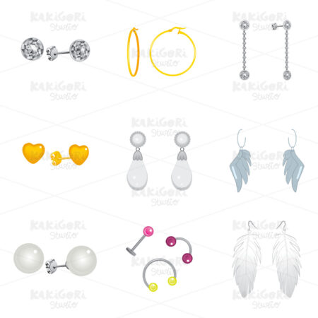 Earrings Collection Set Clipart Vector Illustration 01592