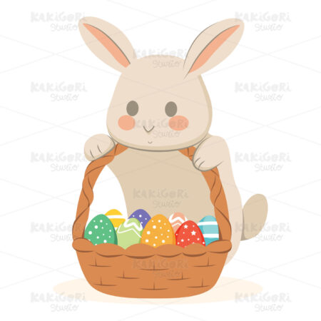 Easter Bunny Chocolate Eggs Basket Clipart Vector Illustration 04025