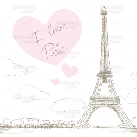 Eiffel Tower Paris Love Clipart Vector Illustration 01670