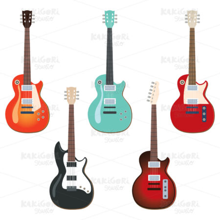 Electric Guitar Set Clipart Vector Illustration 03547