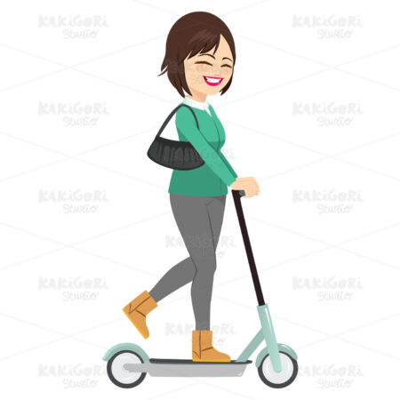 Electric Scoter Woman Clipart Vector Illustration 04502