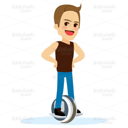 Electric unicycle Man Clipart Vector Illustration 03680
