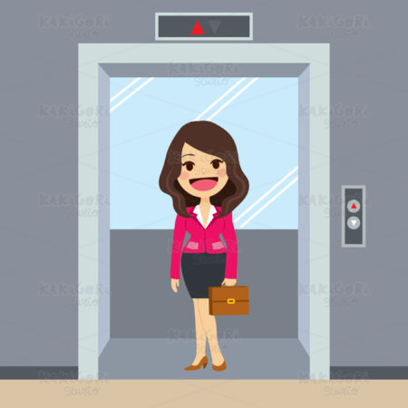 Elevator Businesswoman Clipart Vector Illustration 03324