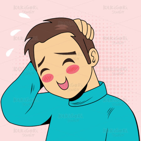 Embarrassed Man Smiling Clipart Vector Illustration 04672