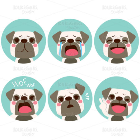 Emoji Dog Expressions Clipart Vector Illustration 03269