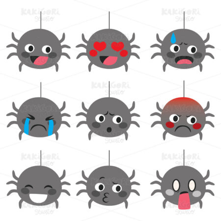 Emoji Spider Expressions Clipart Vector Illustration 04590