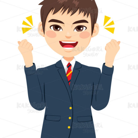 Energetic Cheerful Happy Student Boy Clipart Vector Illustration 05011