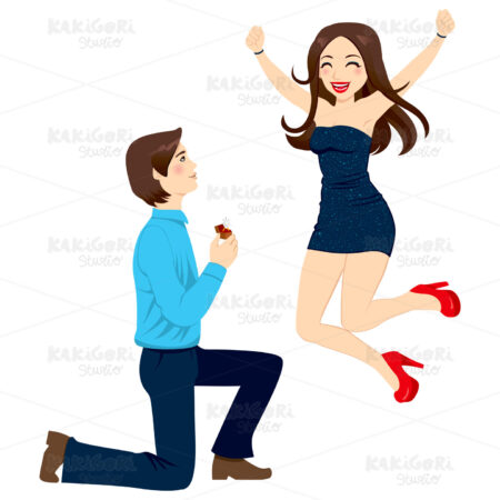Engagement Proposal Excitement Clipart Vector Illustration 01024