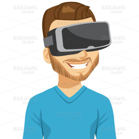 Enjoying Virtual Reality Clipart Vector Illustration 03412