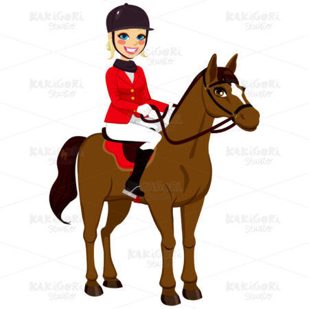 Equestrian Girl With Horse Clipart Vector Illustration 02468