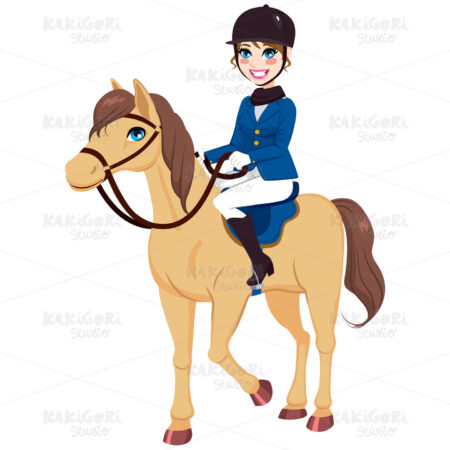 Equestrian Jockey Girl With Horse Clipart Vector Illustration 02465