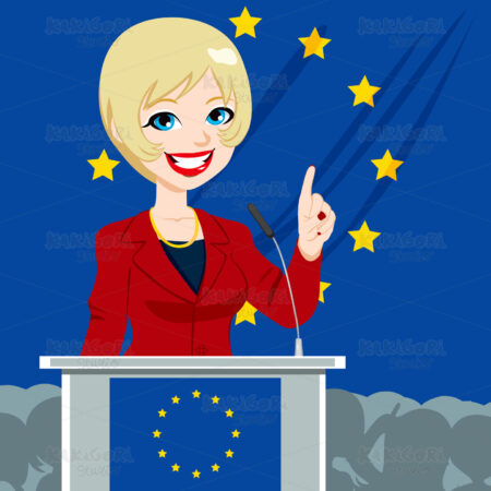 European Politician Woman Candidate Clipart Vector Illustration 01613
