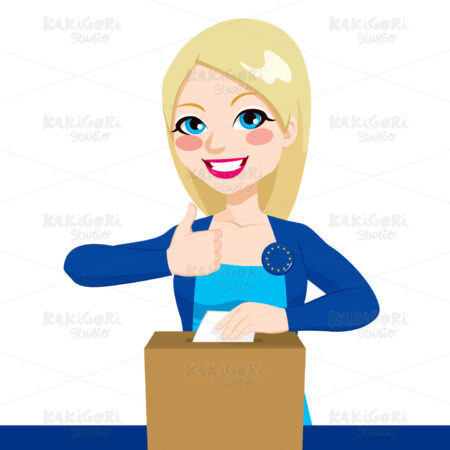 European Woman Voting Clipart Vector Illustration 01614
