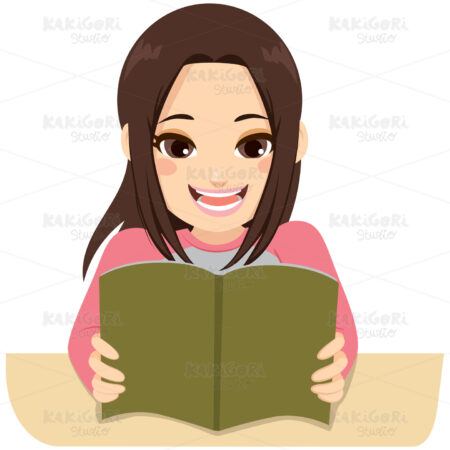 Exam Studying Girl Clipart Vector Illustration 03466