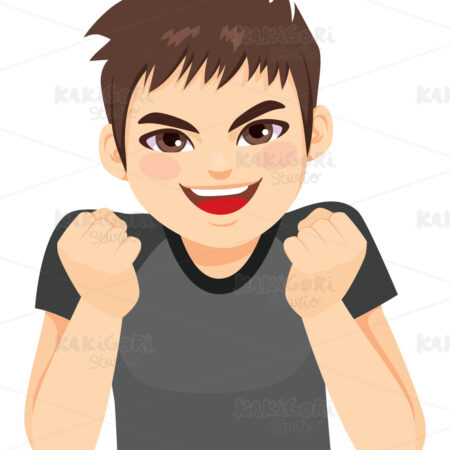 Excited Teenager Boy Clipart Vector Illustration 04938