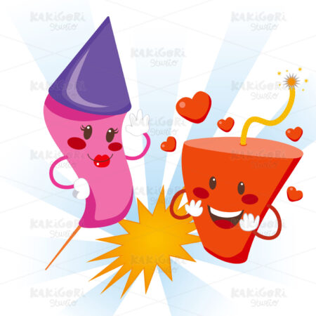 Explosive Love Fireworks Clipart Vector Illustration 00361