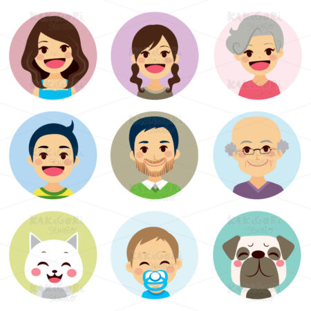 Extended Family Avatar Clipart Vector Illustration 02964
