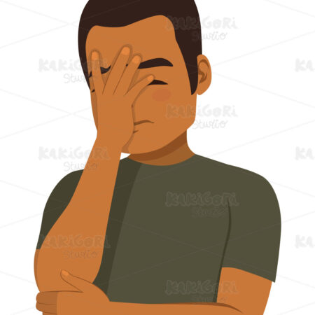 Face Palm African American Man Clipart Vector Illustration 05065