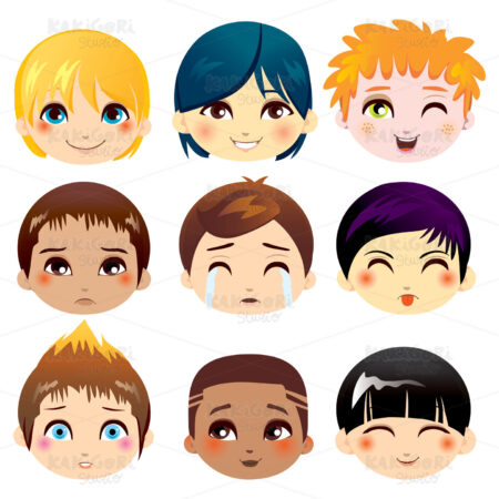 Facial Expression Collection Clipart Vector Illustration 00385