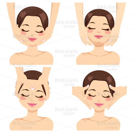 Facial Massage Collection Clipart Vector Illustration 01289