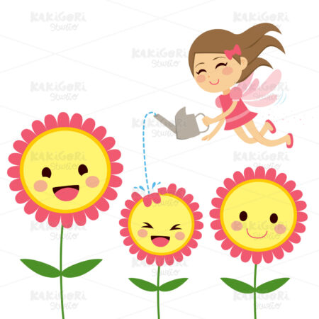 Fairy Gardening Flowers Clipart Vector Illustration 02244