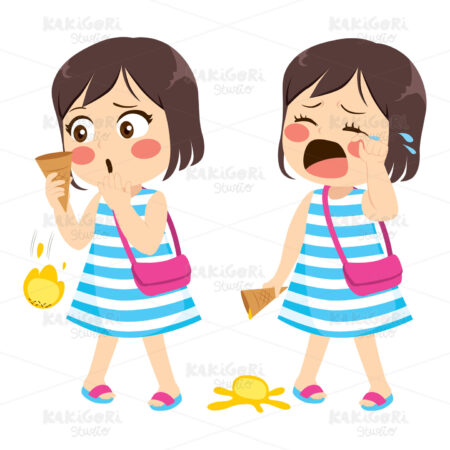 Falling Ice Cream Crying Clipart Vector Illustration 04271